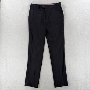 Tiglio Dress Pants Mens 34R Black Slim Fit Wool Tapered Office Business 34x34